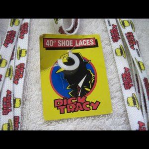 Pair of Walt Disney's Detective Dick Tracy 40" White Shoe Laces Totally Awesome!